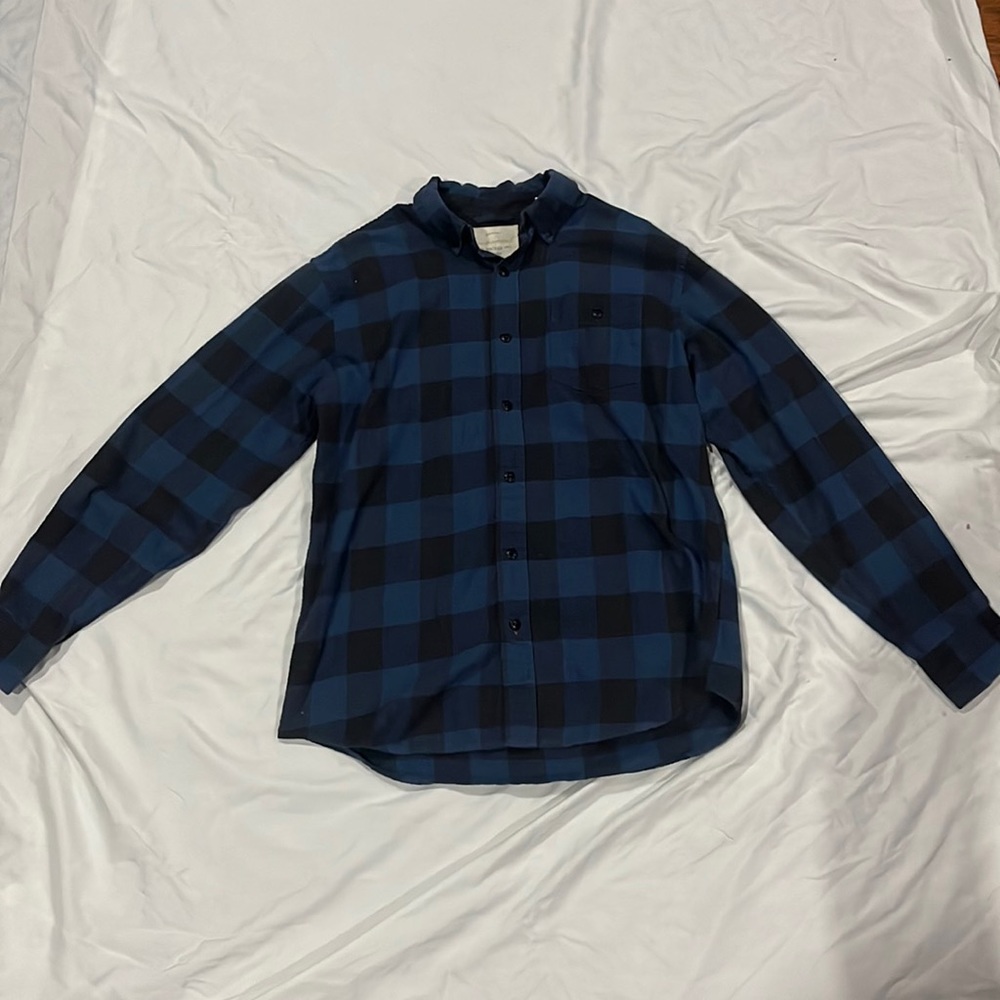 Navy Blue and Black Weatherproof Button Up Long Sleeve